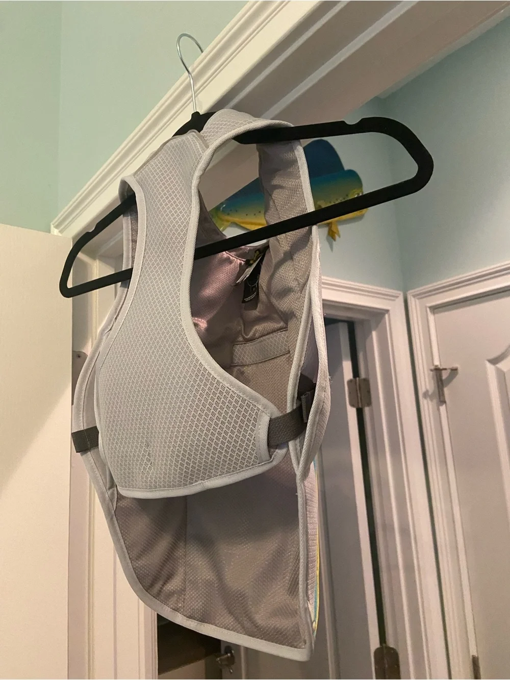 RuffWear Swamp Cooler Dog Vest - Light Gray with Aqua Trim